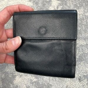 Prada Saffiano Leather Compact Snap Wallet Black Classic Quiet Luxury